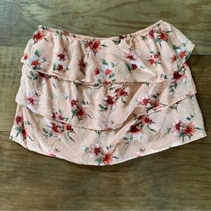 American Eagle tiered ruffle floral mini skirt